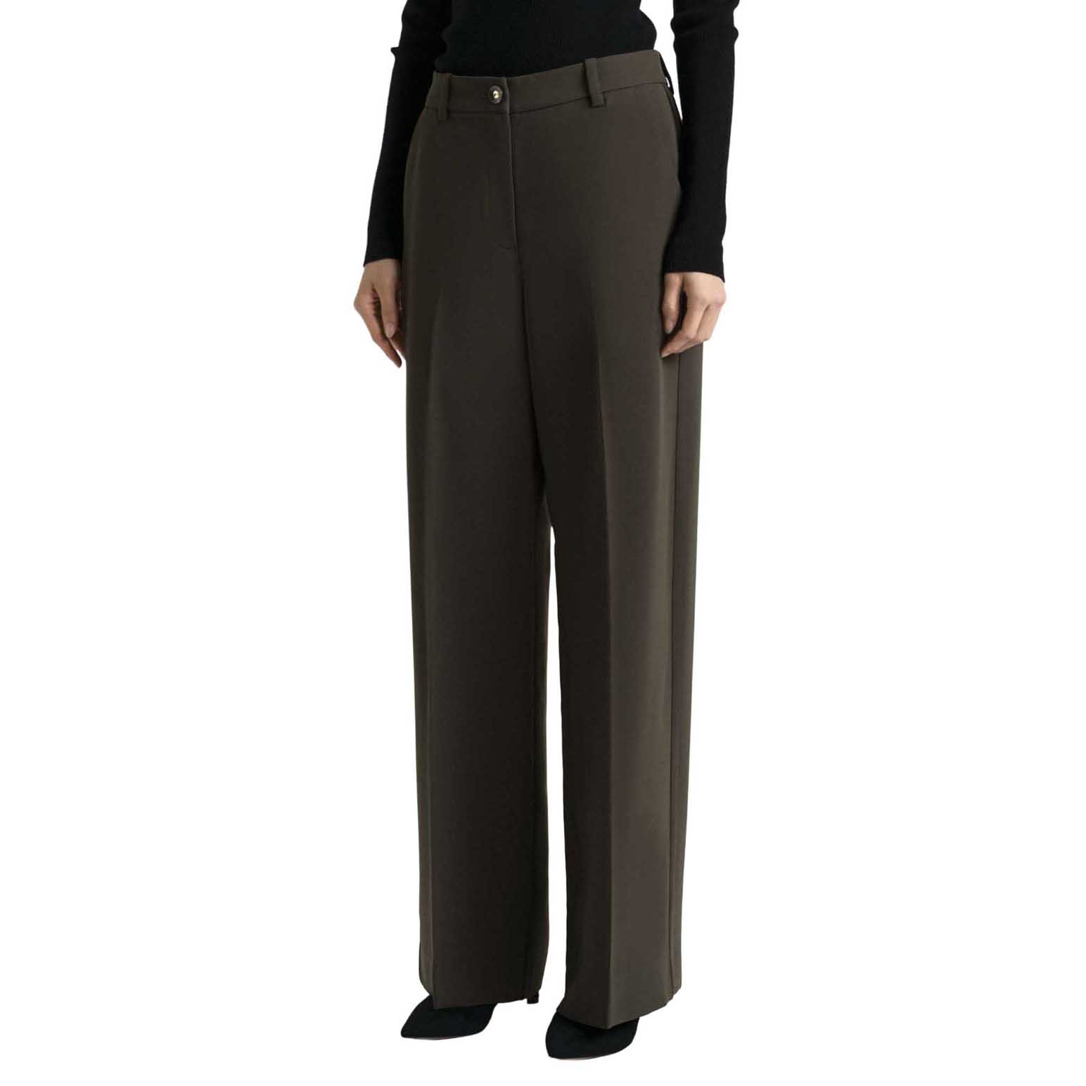 Cue Khaki Double Weave Wide Leg Pant